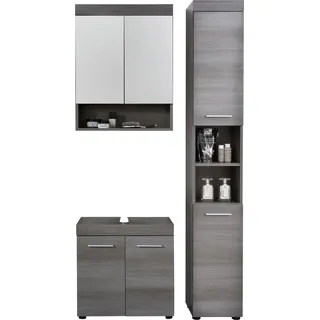 trendteam Bad 3-teilige Kombination Runner/Moon Sardegna Rauchsilber Melamin 103 x 190 x 31 cm - Grau, Silber