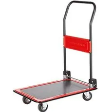 Schäfer Shop Select Plattformwagen 110L, faltbar, Stahl pulverbeschichtet, PUR-Räder, B 485 x T 710 x H 1000 mm, bis 220 kg, schwarz/rot