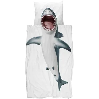 Snurk Kinder Bettwäsche Set Garnitur Heimtextilie Bettdecke Kopfkissen Shark 135 x 200 cm 100% Baumwolle