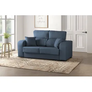 Dmora - 3-Sitzer festes Sofa Zuma, Sofa aus gepolstertem Stoff, Sofa mit Mehreren Liegepositionen, 190 x 80 x 95 cm, Hellblau