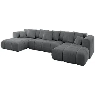 altdecor Eckcouch Cord 6-Sitzer Silber