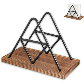 Serviettenhalter, Serviettenrahmen Holz und Metall, Aufgestellte Servietten, Moderner Papierhandtuchhalter, Dreieckiger Serviettenhalter, Serviettenständer für Tischdekoration im Restaurant, Hotel ode