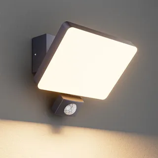 K-Bright Außen Wandleuchte mit bewegungsmelder, 3000K warmes Licht aussenleuchten mit bewegungsmelder, 24W Wandleuchte Aussen für Balkon, Garten IP65 wasserdicht Anthrazit