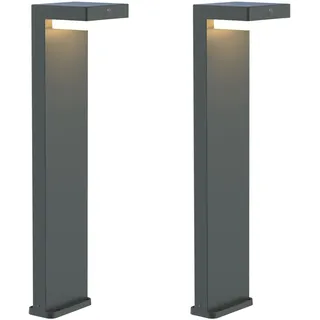 BOLD zwei LED Solar-Wegeleuchten mit integriertem infrarot Bewegungssensor (IP44-Zertifiziert, 100° Erfassungswinkel, 55h Laufzeit/220-fache Bewegungserkennung, 2 in 1 Lademöglichkeit) - Gun Grey