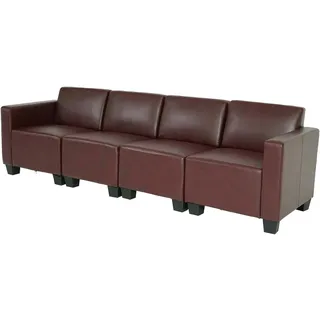 Mendler Modular 4-Sitzer Sofa Couch Lyon, Kunstleder ~ rot-braun