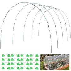 MAXPACE Gewächshaus-Ringe, Pflanzenstütze, Gartenpfähle, rostfreier Pflanzentunnel, bis zu 2,1 m lang, Fiberglas-Stützrahmen für Gartenstoff