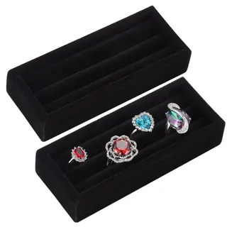 VALYRIA 2 Fächer für Ringe, Samt, klein, Set mit 2 Ohrringen, Vitrinen, Aufbewahrungseinsatz, Halter für Schmuckkästchen, Schublade, Kommoden
