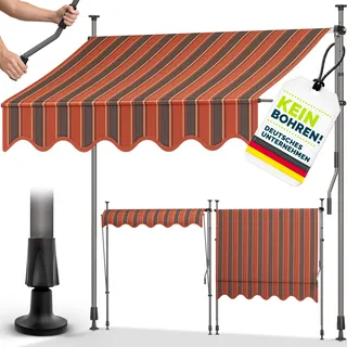 tillvex Balkonmarkise 200 cm Orange/Anthrazit Gelenkarm Markise Klemmmarkise Sonnenmarkise Balkon ohne Bohren - Orange