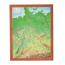 Georelief 3D Reliefkarte Deutschland - mit braunen Holzrahmen - klein
