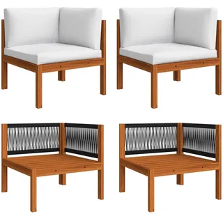 vidaXL Garten-Ecksofas akazie inkl. Auflagen 2 St.