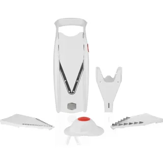 Börner V5 Gemüsehobel Starter Set Julienneschneider Gurkenhobel Pommesschneider Scheibenschneider Gemüsereibe vegan, Farbe:Weiß - Weiß
