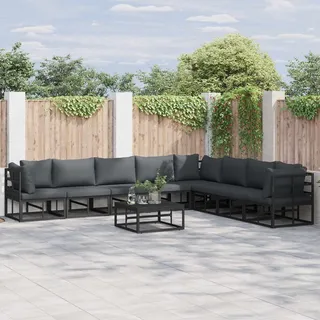 vidaXL Gartensofa-set mit Kissen 8 pcs Schwarz Aluminium - Schwarz