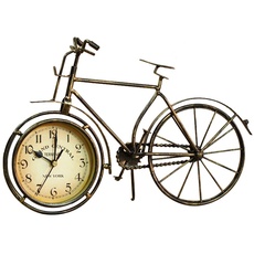 SWHONG Metall Vintage Fahrrad Uhr Tisch Schreibtisch Fahrrad Uhr Ornament Braun