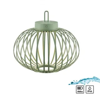 Licht-Erlebnisse LED Akku Tischlampe 36 cm Grün Touch Dimmer IP44 2 W 130 lm