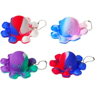 Pop It Fidget Toy Oktopus Schlüsselanhänger - Wendbares Anti-Stress Spielzeug Bunt
