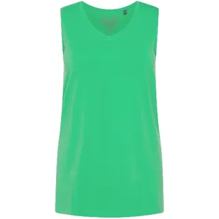 Ulla Popken Damen Top, A-linie, V-ausschnitt, Ärmellos T-Shirts, Limonengrün, 50-52 EU