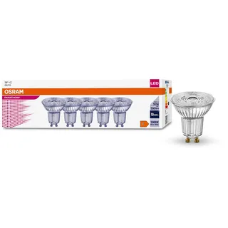 OSRAM LED-Reflektorlampen mit GU10 Sockel | energiesparend, langer Lebensdauer 15.000 H, Abstrahlwinkel 36°, warm weiß | PAR16 50 36 ° 4.3 W/3000 K GU10 in 5-Pack