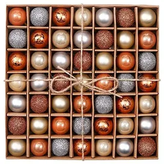 Valery Madelyn Weihnachtskugeln,49 stück Christbaumkugeln Weihnachtskugel mit Geschenkpaket, 3cm Weihnachtsbaumschmuck Christbaumschmuck mit Aufhänger,deko Weihnachten, Thema Bronze