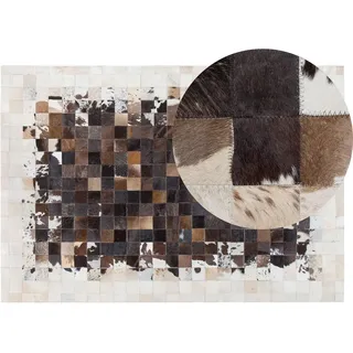 Beliani Kurzflor-Teppich Okculu 200/140 cm , Braun , Fell , Patchwork , Rechteckig , 140x200 cm , Teppiche und Böden, Teppiche, Orientteppiche