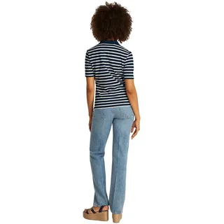 Tommy Hilfiger Damen Poloshirt Kurzarm Regular Fit, Mehrfarbig (Dark Night Navy/Ecru STP), S