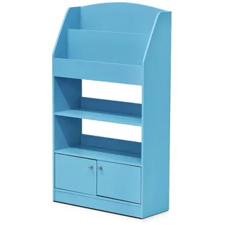 Furinno Magazin/Bücherregal mit Spielzeugschrank für Kinder, holz, Hellblau, 24 x 24 x 110.01 cm