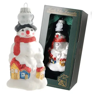 Krebs Glas Lauscha Schneemann mit Häuser 1-tlg. 12cm