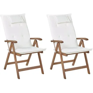 Beliani Gartenstuhl 54 x 69 x 105 cm dunkelbraun/creme 2 St.