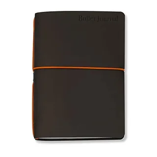 Veloflex N132110 - Bullet Journal, Notizbuch, 13 x 21 cm, Regeneriertes Leder, braun, Gummizug, mit 2 Einlagen „My Plan“ & „Ivory“