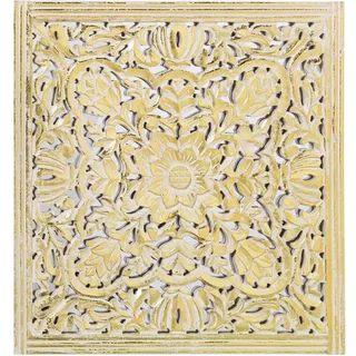 DRW Altarbild quadratisch aus MDF durchbrochen mit Spiegel in Gold 100 x 2,5 x 100 cm, Mehrfarbig, estandar