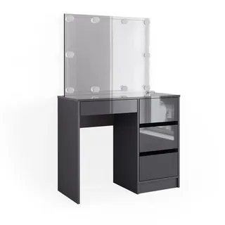 Vicco Schminktisch Sherry Anthrazit 90 cm mit Spiegel & LED-Beleuchtung