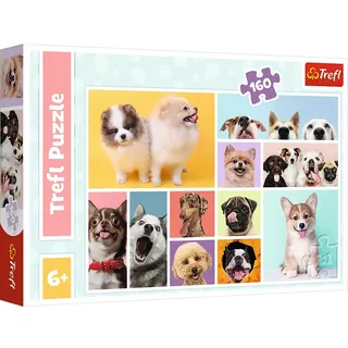 Trefl - Hundefreundschaft - Puzzles 160 Elemente - Bunte Puzzles mit Tieren, Collage, Hunden, Kreative Unterhaltung, Spaß für Kinder ab 6 Jahren