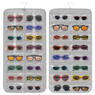 EEEKit Hängender Sonnenbrillen Aufbewahrung, 32 Taschen Doppelseitiger Brillen Organizer Aufhänger, Brillenschrank für Mehrere Brillen Wand mit Haken