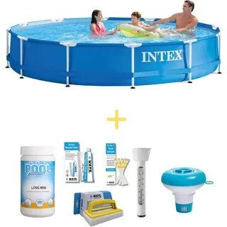 Intex Metal Frame Pool - 366 x 76 cm - WAYS Wartungspaket - Blau