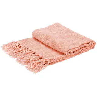 Mobili Rebecca Baumwolldecke Rosa 130/170/1 cm , Textil , Rechteckig , 130x170 cm , Heimtextilien, Wohntextilien, Decken