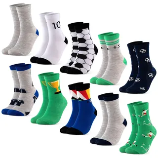 Occulto Jungen & Mädchen Motiv Socken 10er Pack (Modell: Fantasia) Fussball 35-38 8 St blau
