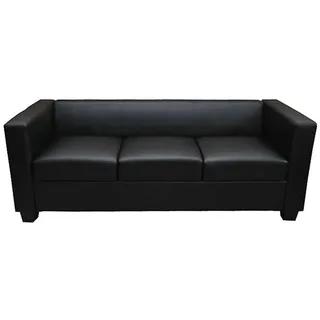 Mendler 3er Sofa Couch Loungesofa Lille ~ Kunstleder, schwarz