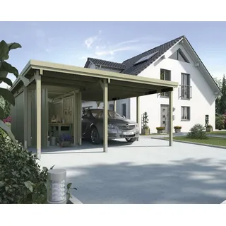 Weka Einzelcarport 607 4,78 x 5,79 m grün inkl. Abstellraum