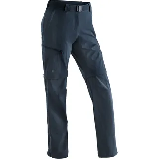 Outdoorhose MAIER SPORTS "Nata", Damen, Gr. 18, Kurzgrößen, blau (jeansblau), 90% Polyamid, 10% Elasthan, Hosen Outdoorhose, Damen Zip-Off Wanderhose, atmungsaktive Trekkinghose, Regular Fit