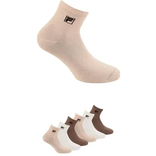 Kurzsocken FILA "UNISEX QUARTER PLAIN SOCKS", Damen, Gr. 39-42, beige (mocha mousse), Materialmix, normal, Socken Kurzsocken, mit Logo-Schriftzug