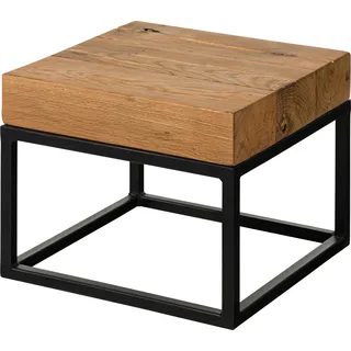 MASSIVMOEBEL24.DE Couchtisch Eiche 40x40x32 natur geölt LOUNGE COLLECTION #06 - Braun, Schwarz