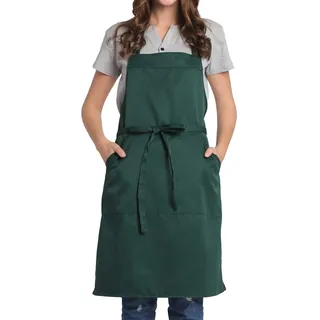 BIGHAS Verstellbare Schürze mit Tasche, Extra Lange Bänder für Damen und Herren, 18 Farben, für Koch, Küche, Zuhause, Restaurant, Cafe, Kochen, Backen, Gartenarbeit (Grün)