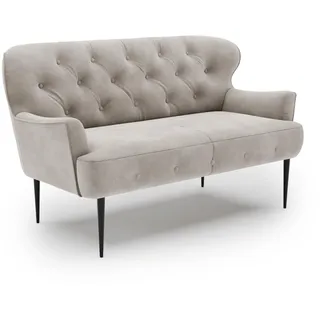 CAVADORE 2-Sitzer Küchensofa Amba, Trendige Sitzbank für Küche oder Esszimmer / 153 x 97 x 87 / Hochwertiges Mikrofaser: Hellgrau
