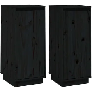 Sideboards 2 Stk. Schwarz 31,5x34x75 cm Massivholz Kiefer - Schwarz