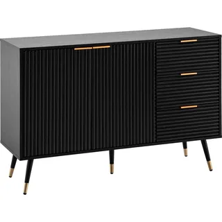 FineBuy Sideboard 120cm Kommode mit 2 Türen & 3 Schubladen in MDF Eiche Dekor