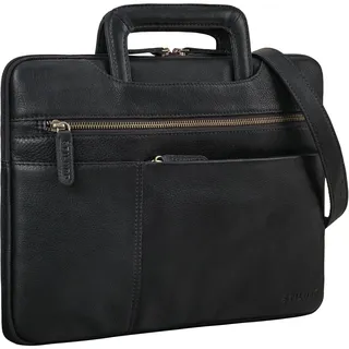 STILORD "Cole Vintage Laptoptasche 14 Zoll Leder Herren Schmal Laptophülle Echtleder Dokumententasche für Laptop Arbeit Business Reise Farbe:schwarz