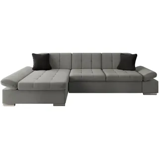 Mirjan24 Ecksofa Malwi mit Regulierbare Armlehnen, Schlaffunktion und Bettkasten, L-Form Sofa vom Hersteller (Polo 894 + Polo 897, Seite: Links) - Schwarz, Grau