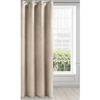 Eurofirany Melanie Vorhang Samt Velvet Ösen -1 STK. Weich Edel Gardine 200g/m2 Elegant Glatt Einfarbig Flauschig Modern Klassisch Wohnzimmer Schlafzimmer, 140x250 cm, Beige