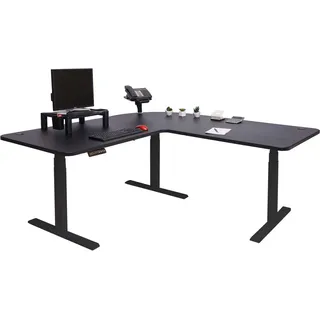 Mendler Eck-Schreibtisch HWC-D40, Computertisch elektrisch höhenverstellbar 178x178cm 84kg MVG - schwarz, schwarz