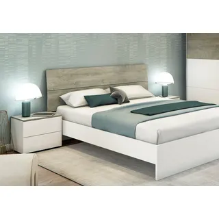 Dmora - Kopfteil Coyle, Kopfende, Bettkopfteil, Kopfbrett, 176x6 h54 cm, Weiß und Eiche