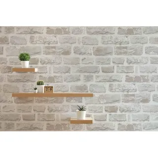 A.S. Création Naturstein Grau Weiß Tapete Steinoptik - Natural Living 386371 - Steintapete PVC-Frei - 10,05x0,53m Made in Germany